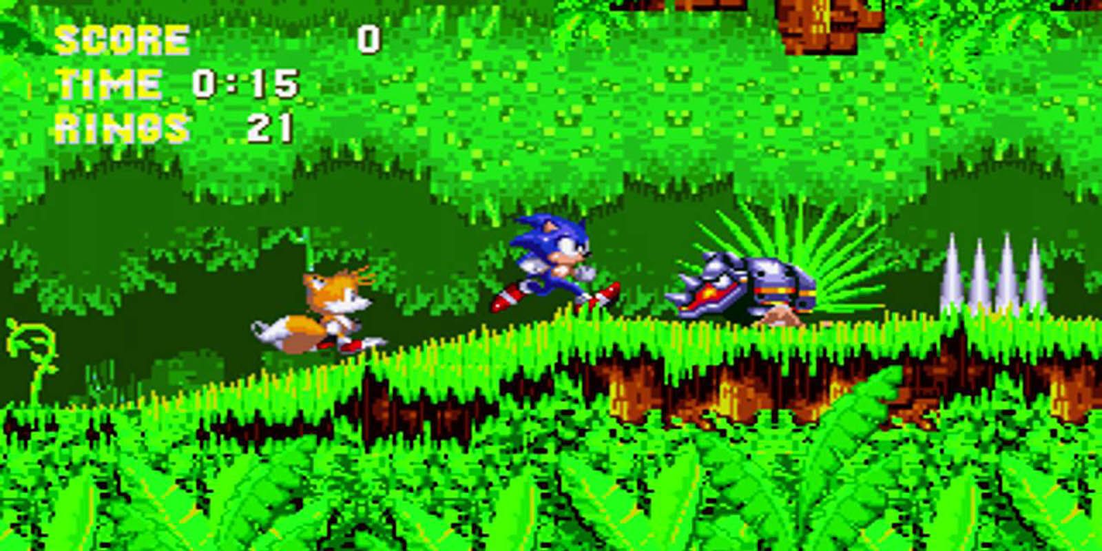 Sonic and tails running through angel island