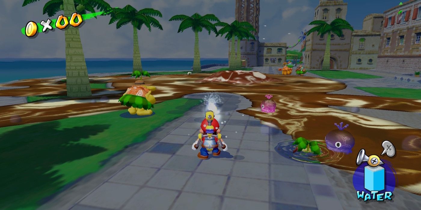 A Super Mario Sunshine screenshot from Super Mario 3D All-Stars