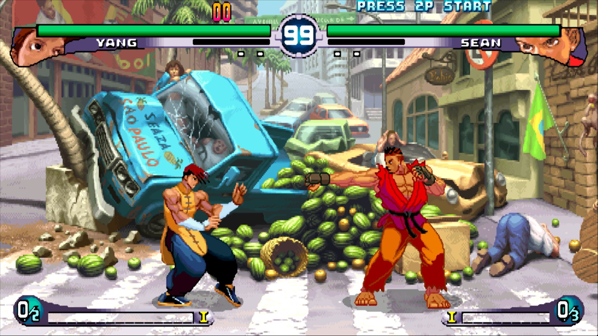 Sean vs Yang in Street Fighter III 2nd Impact