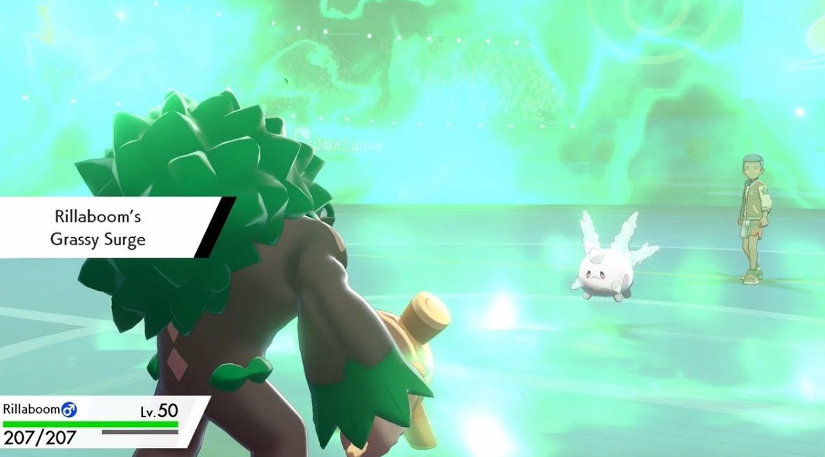 Rillaboom's Grassy Surge Ability activating in Pokémon Sword &amp; Shield