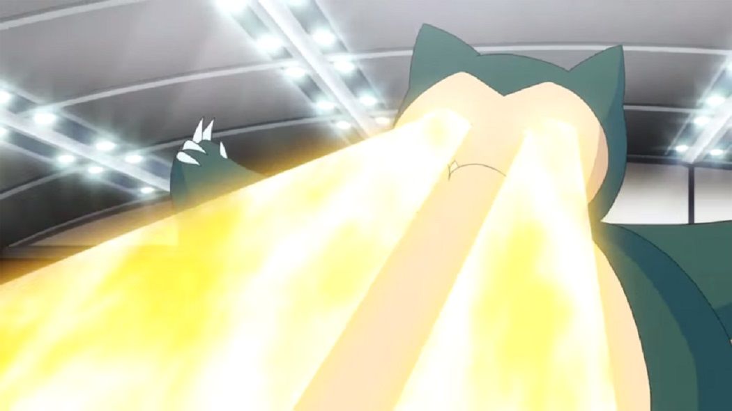 The Pokémon Snorlax using Hyper Beam