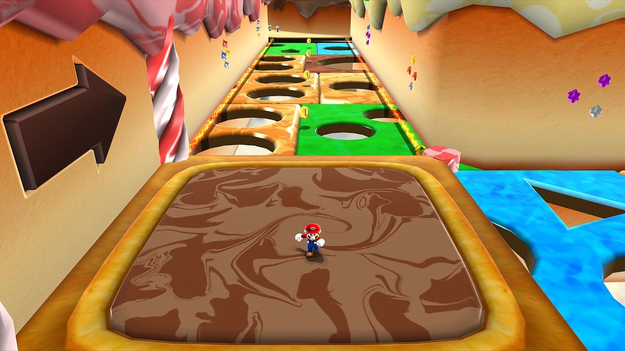 A tricky platforming section in Super Mario Galaxy