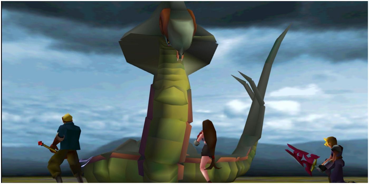 This is a gameplay screenshot from Final Fantasy 7.where the characters are fighting