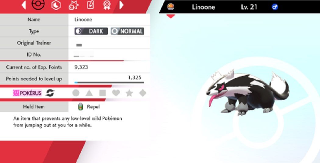 A Galarian Linoone affected by Pokérus in Pokémon Sword & Shield