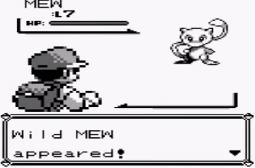 A glitched wild Mew encounter in Pokémon Red & Blue
