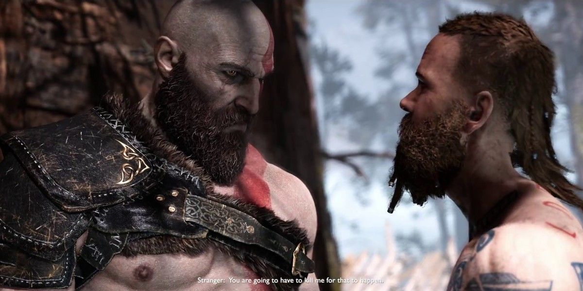 Kratos and Baldur facing each other