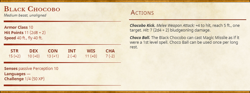 Black Chocobo Dungeons &amp; Dragons (1)