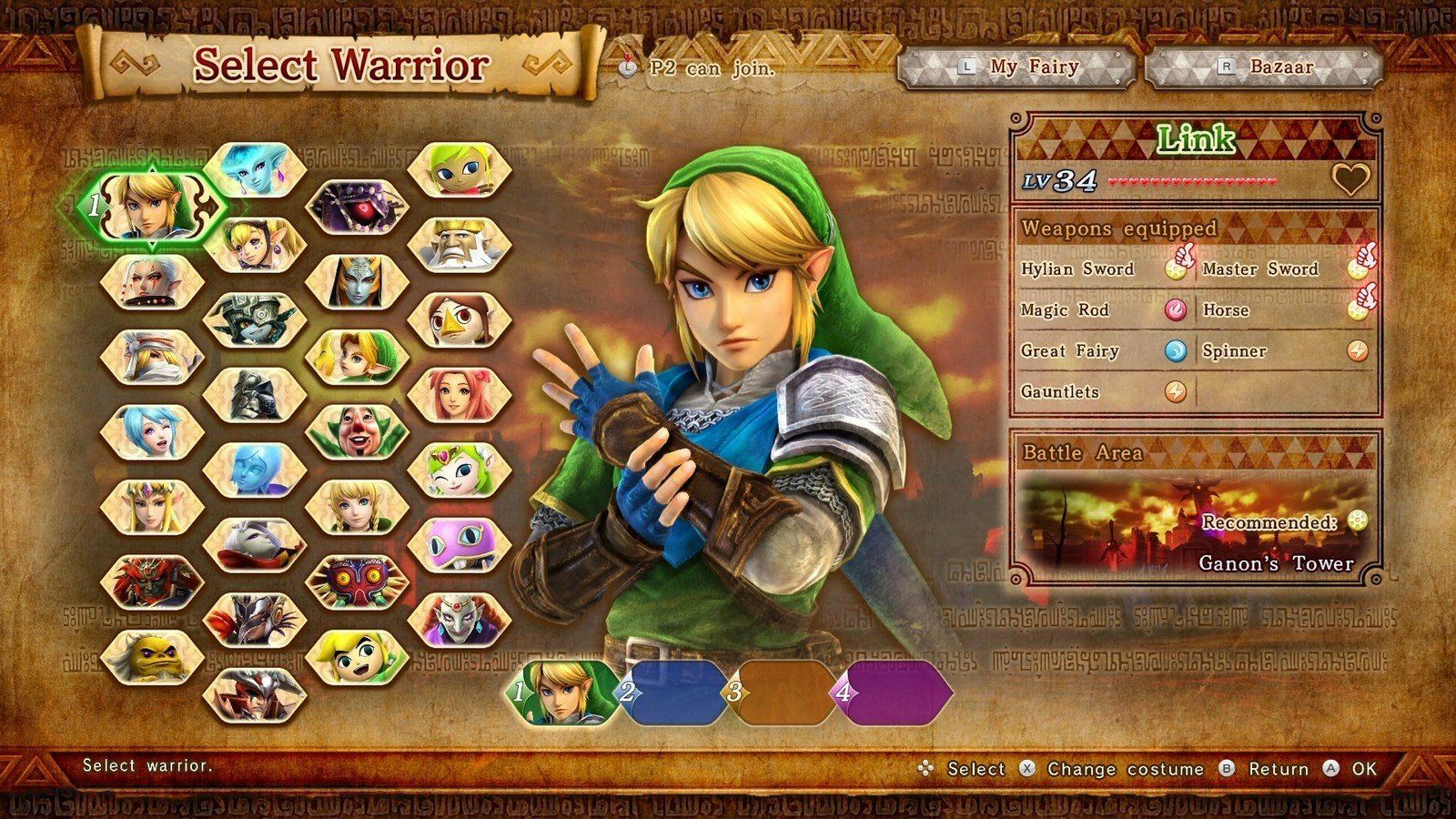 hyrule warriors character roster