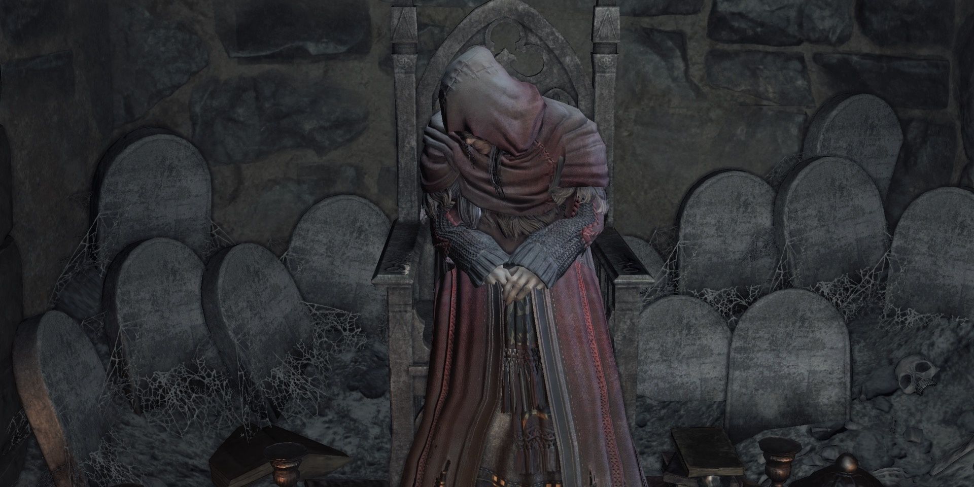 Dark Souls Handmaid in the darkened Firelink Shrine