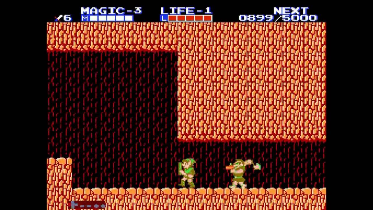 Link as seen in Death Mountain in the sidescrolling Adventure of Link game. 