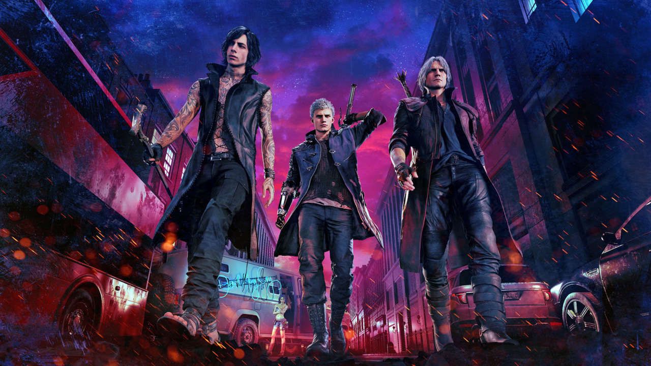 V, Nero, and Dante Walking Through Streets - Devil May Cry 5 