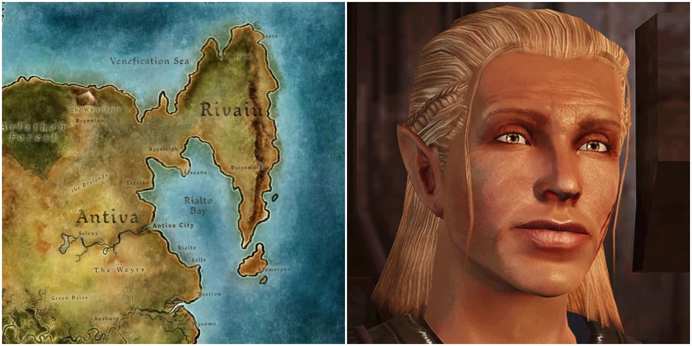 image of map of Antiva and Rivain next to Zevran Aranai