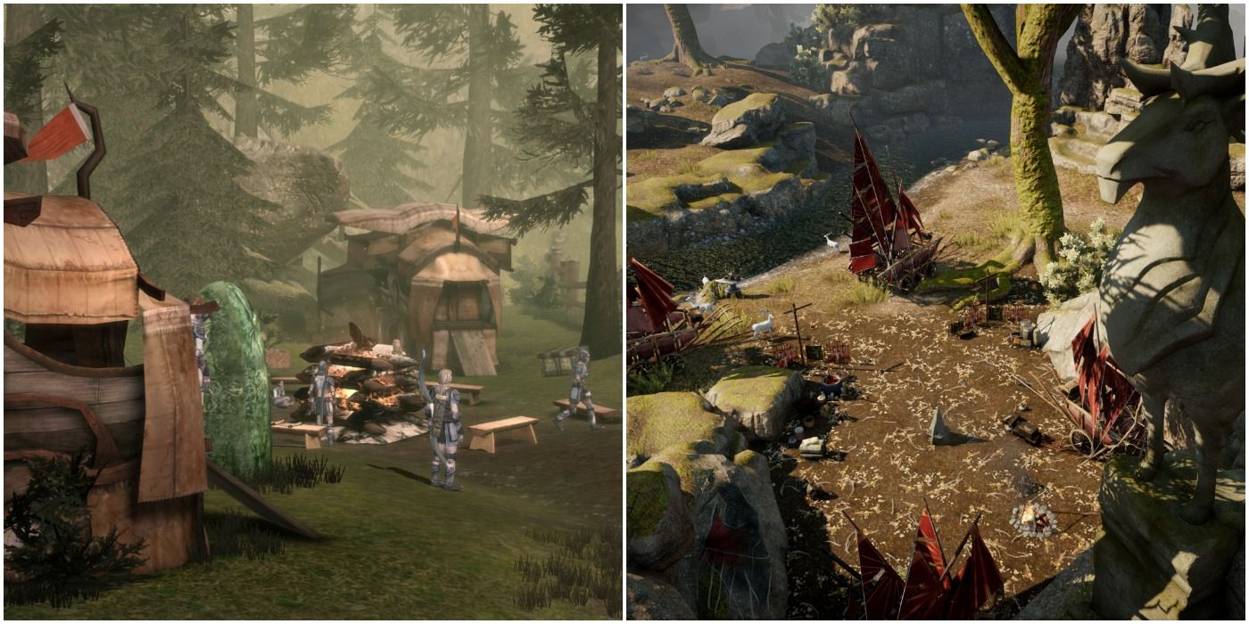 image of different Dalish camps from Dragon Age games