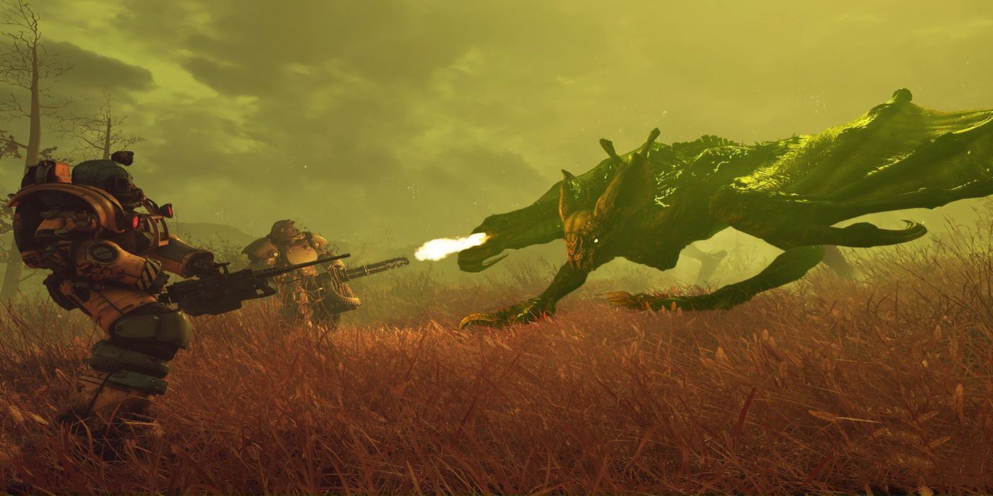 Fallout 76 Scorchbeast Battle Players