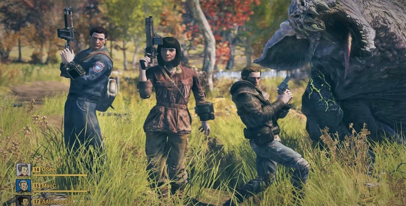Fallout 76 Team Photo Scorchbeast Forest