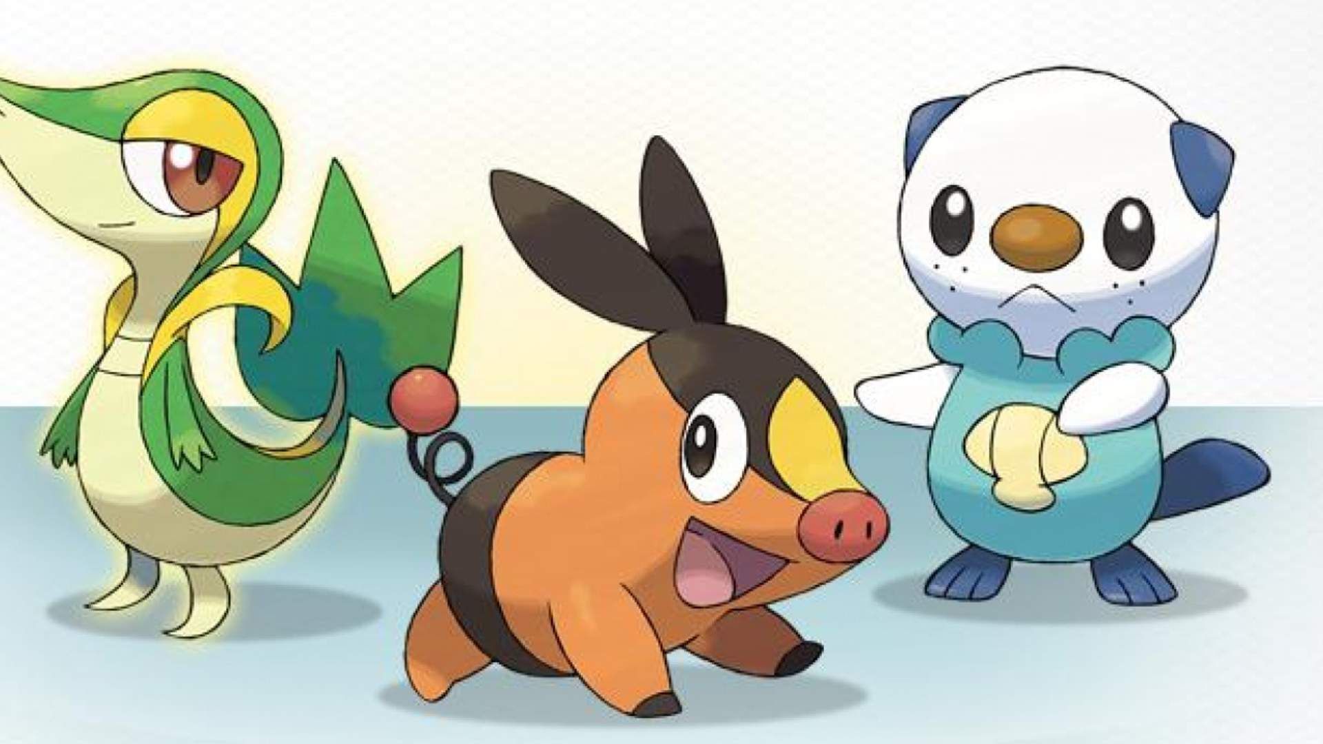 Snivy, Tepig, and Oshawott, the Generation V starter Pokémon.