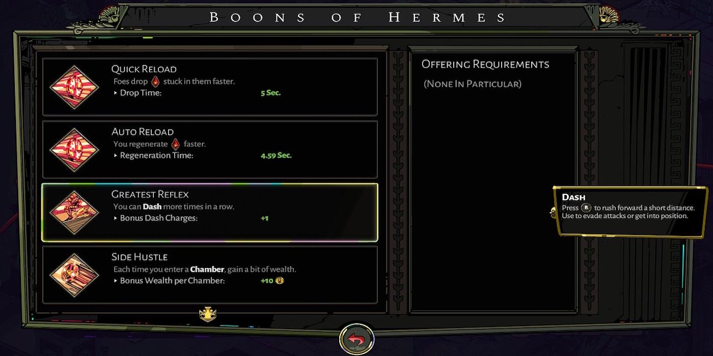Hades Selecting The Greatest Reflex Boon From Hermes