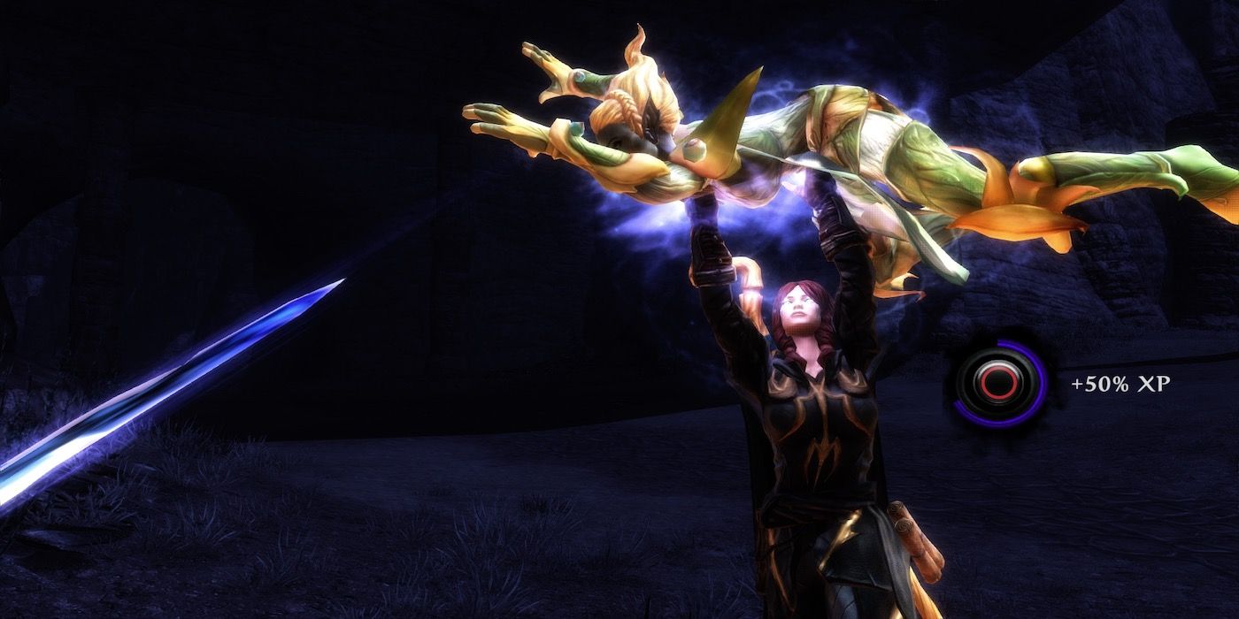 This is a screenshot of the player in combat from Kingdoms of Amalur-Re-Reckoning.