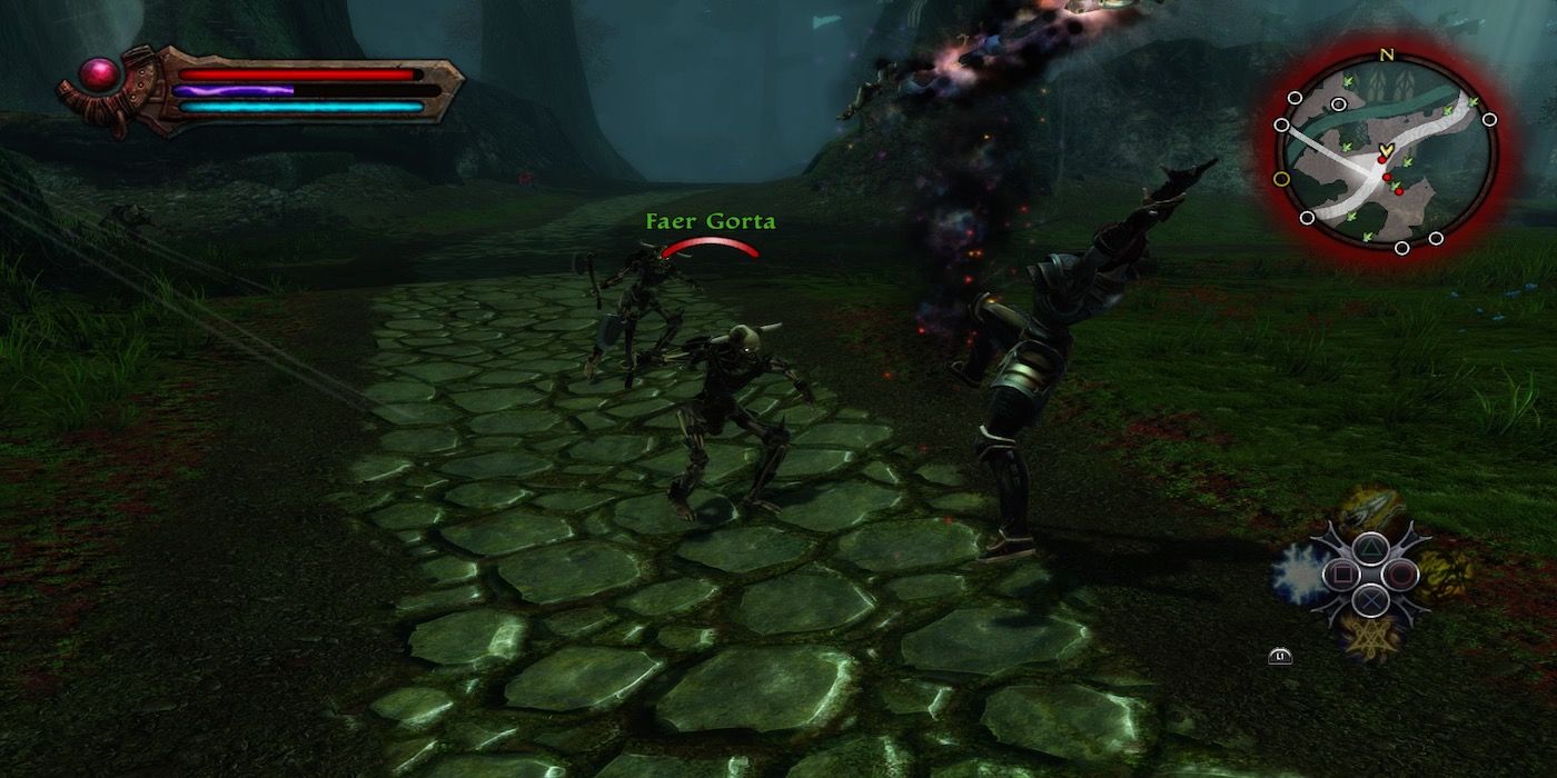 This is a screenshot of the player in combat from Kingdoms of Amalur-Re-Reckoning.