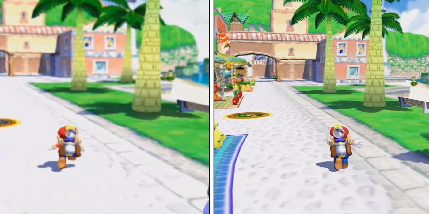 Super Mario 3D All-stars Mario Sunshine graphical comparison