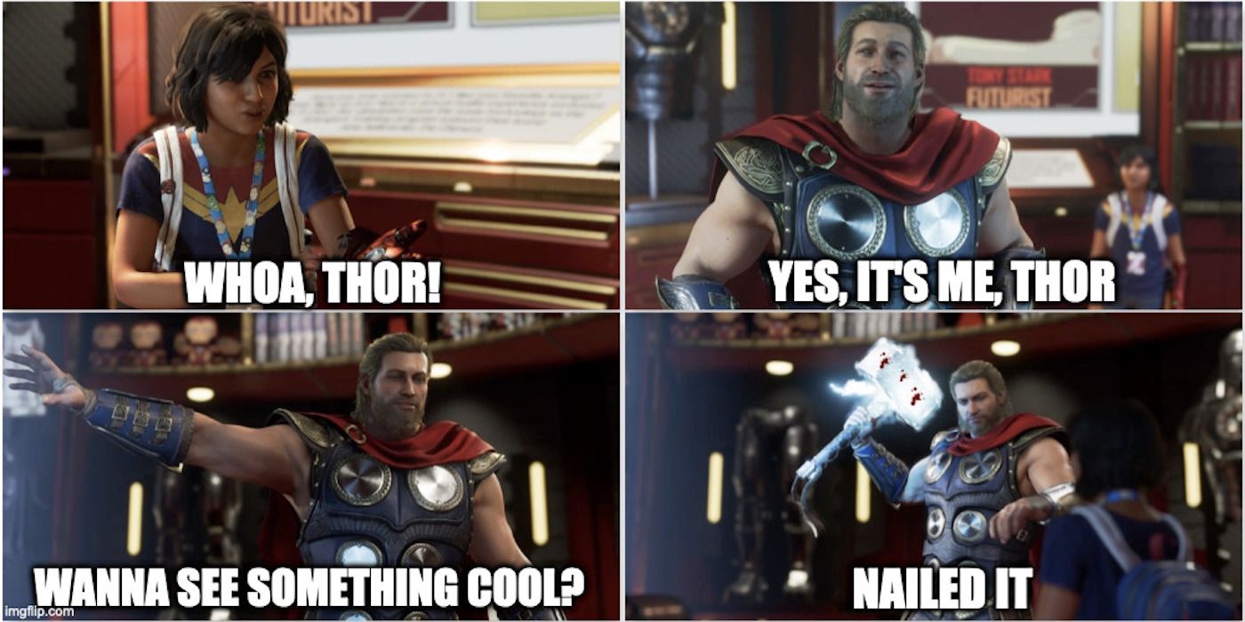 This is a meme about the game Marvel's Avengers.