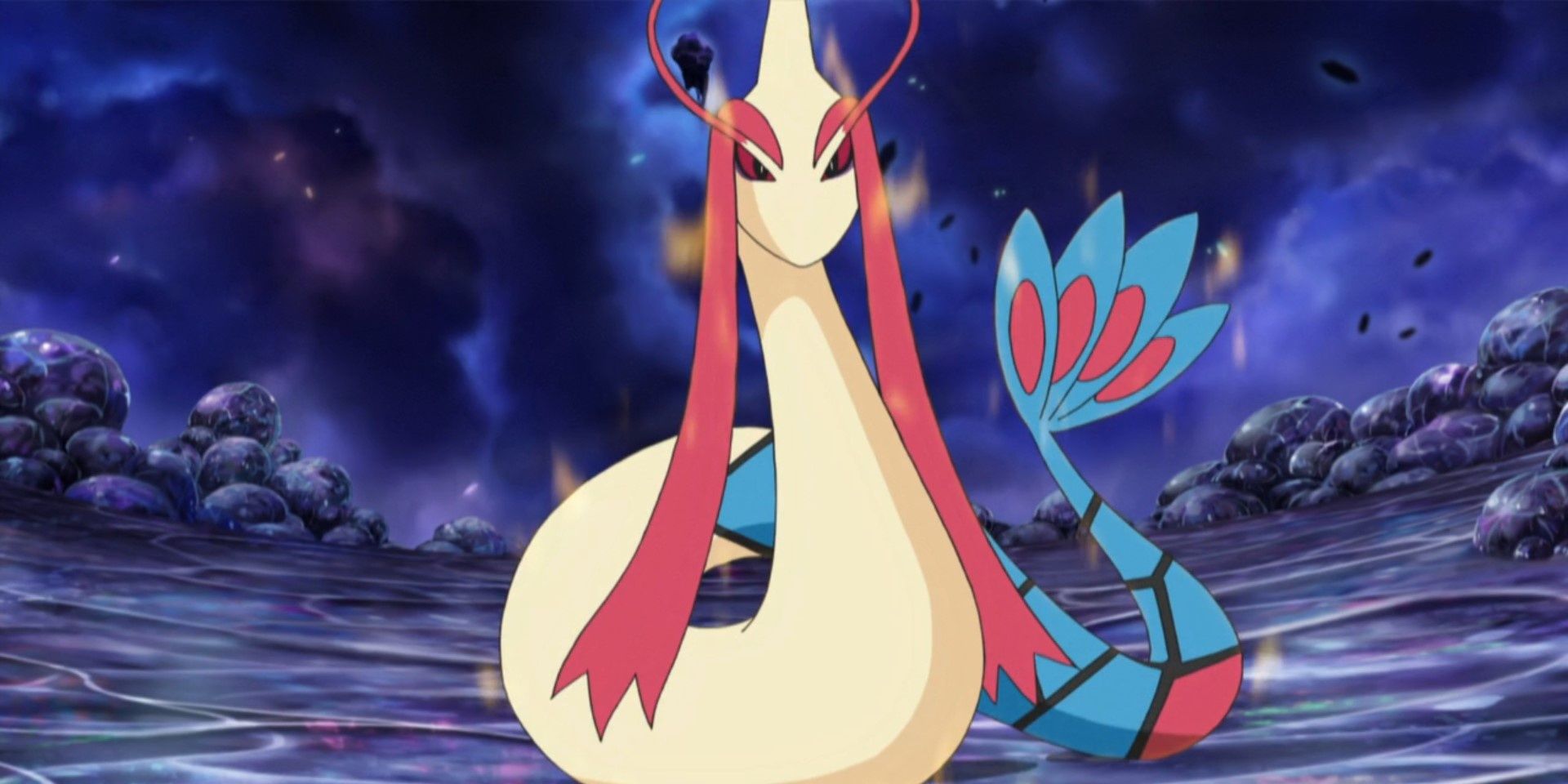 Milotic with a storm begind it