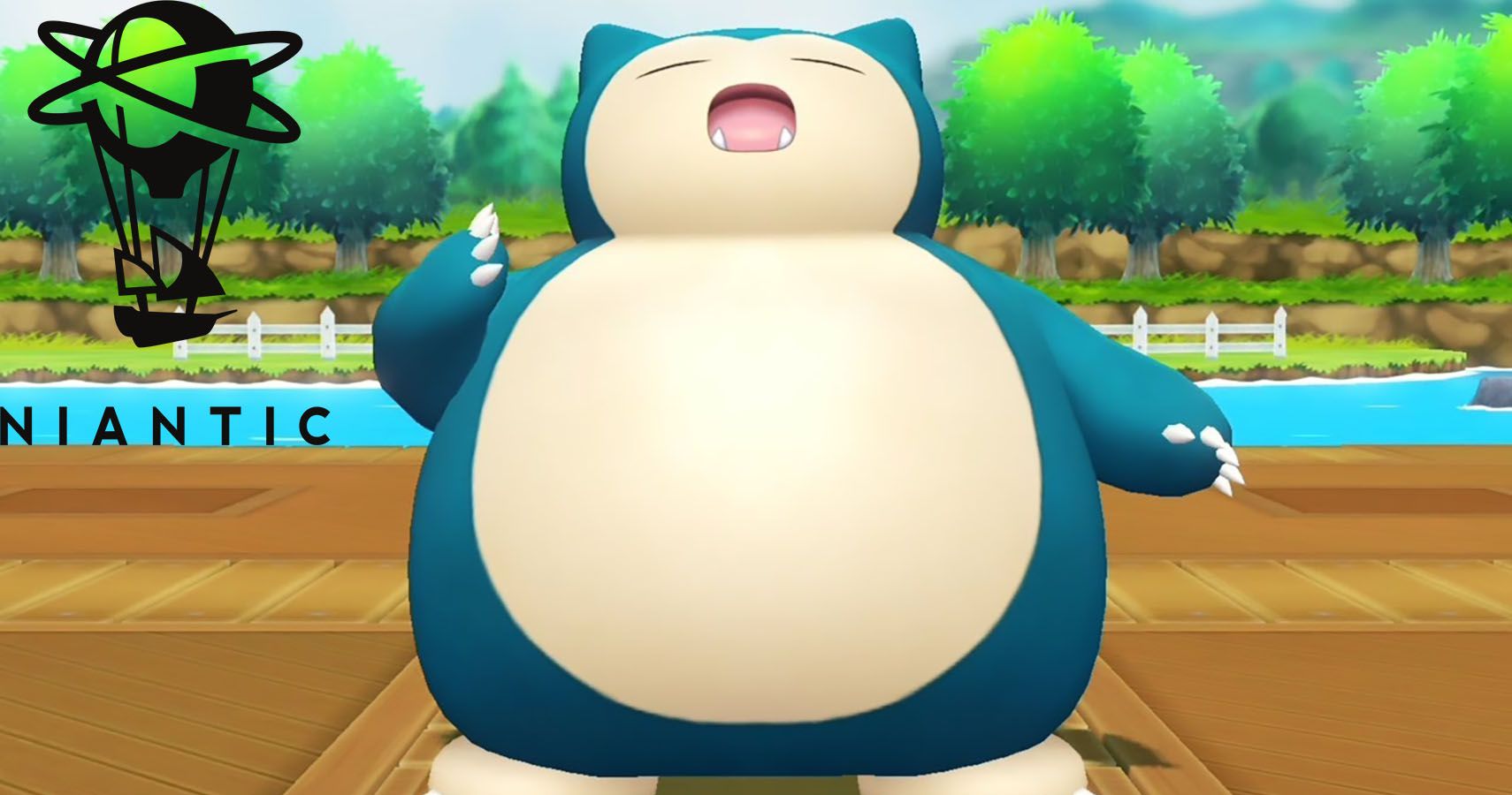 The Pokemon Snorlax and Niantic logo