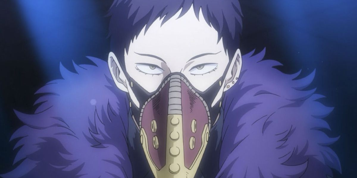 Overhaul from My Hero Academia standing in a purplish light