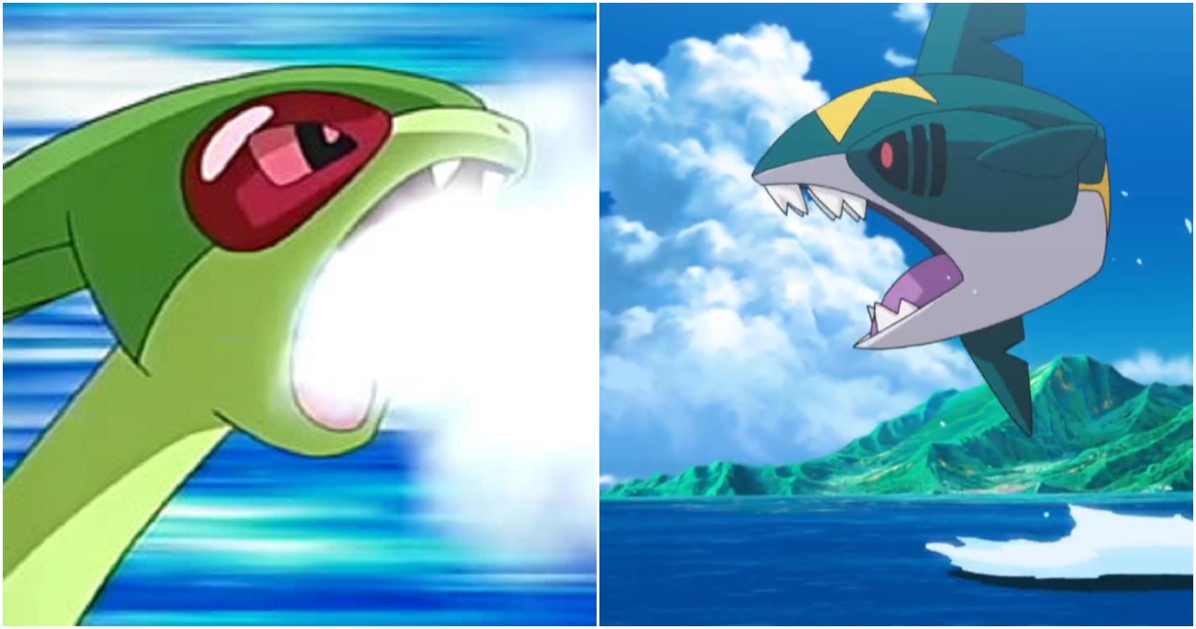 Flygon and Sharpedo from the Pokemon anime