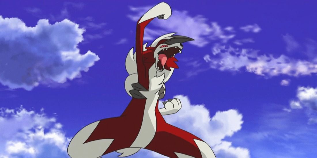 Lycanroc's Midnight Form stands proud and tall in the Pokémon anime.