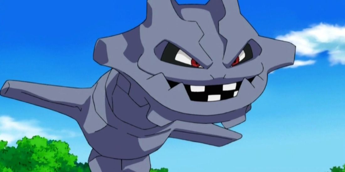 Steelix high in the sky in the Pokémon Anime