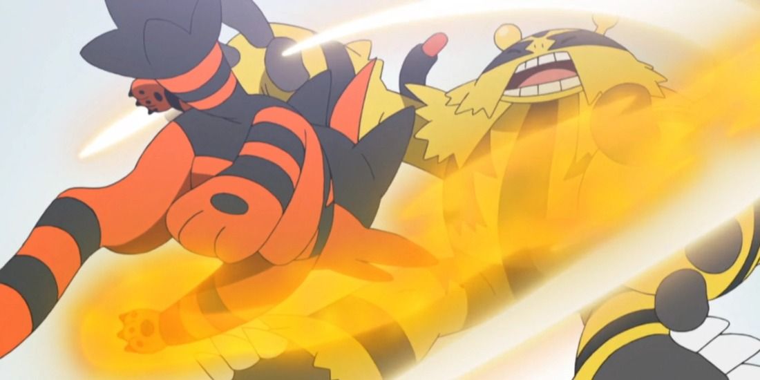 Torrocat uses Revenge against an Electivire in the Pokémon anime