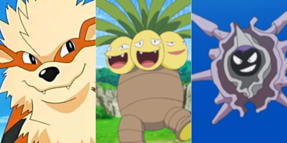 Arcanine, Exeggutor and Cloyster from Pokemon anime