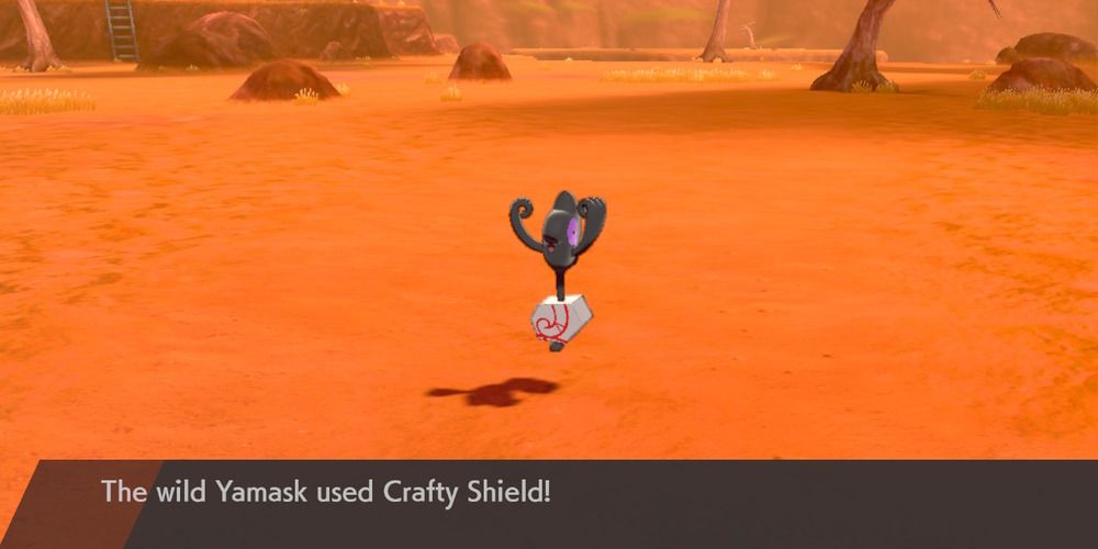 Wild Yamask using Crafty Shield in Pokemon Shield