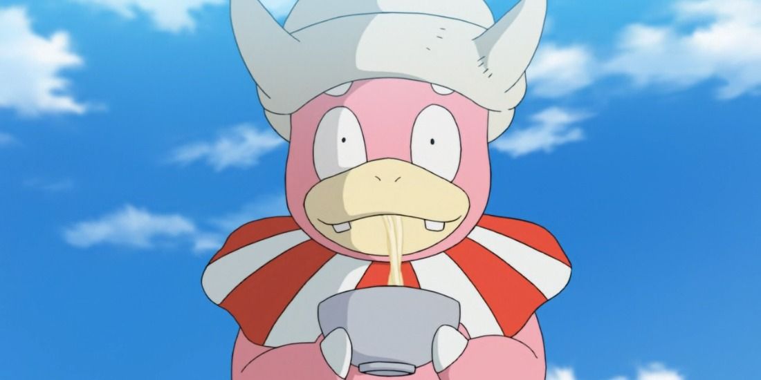 Pokemon - Slowking eating a bowl of noodles.