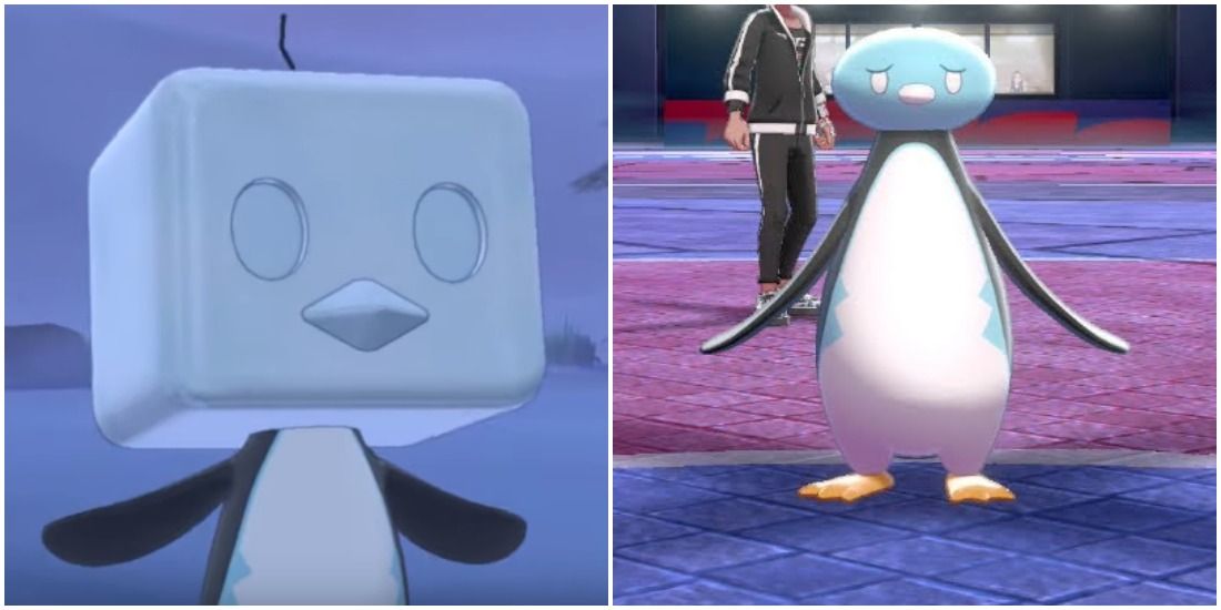 Eiscue in its Ice Face and Noice Face forms in Pokémon Sword & Shield