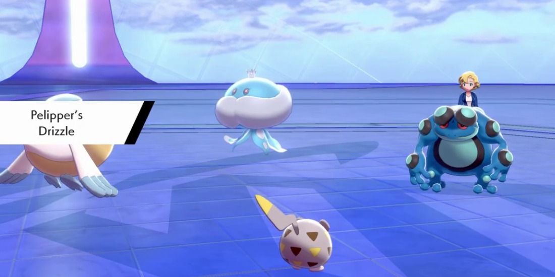 Two Rain Dance themed teams face off in the Battle Tower