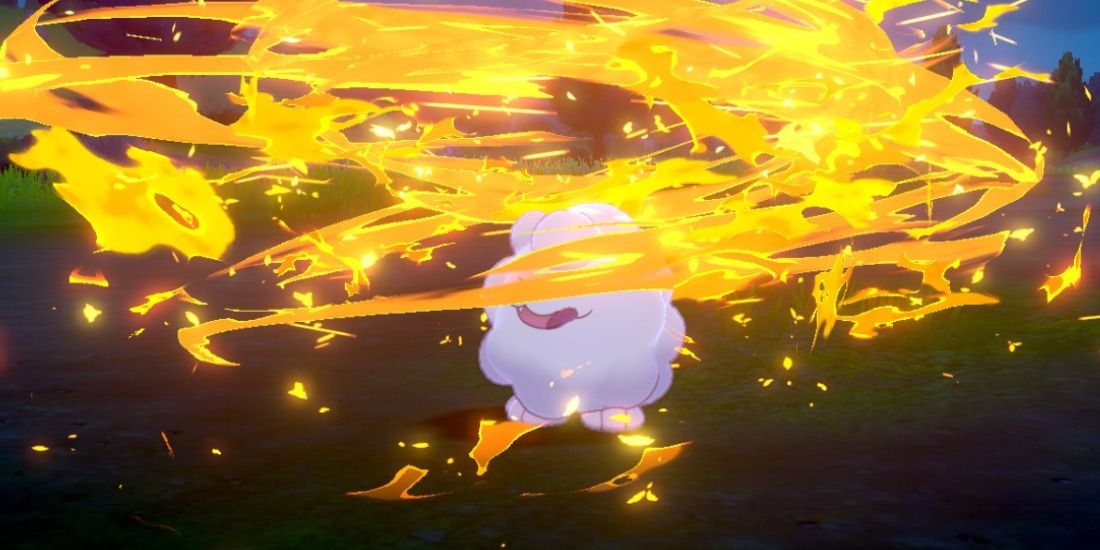 Swirlix being damaged by the classic returning move Fire Spin