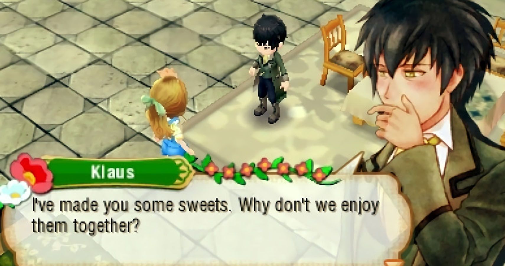 Story of Seasons Klaus giving you sweets