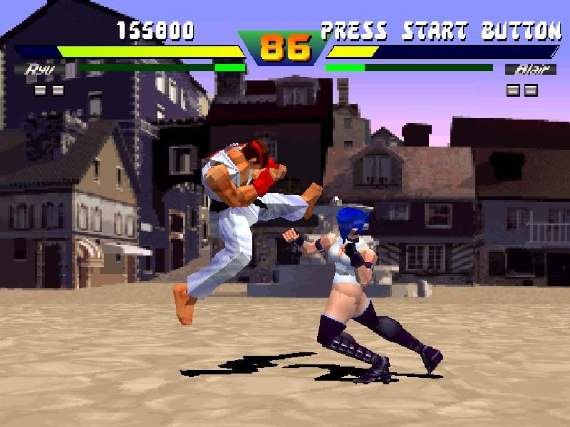 Ryu using a move in Street Fighter EX Plus