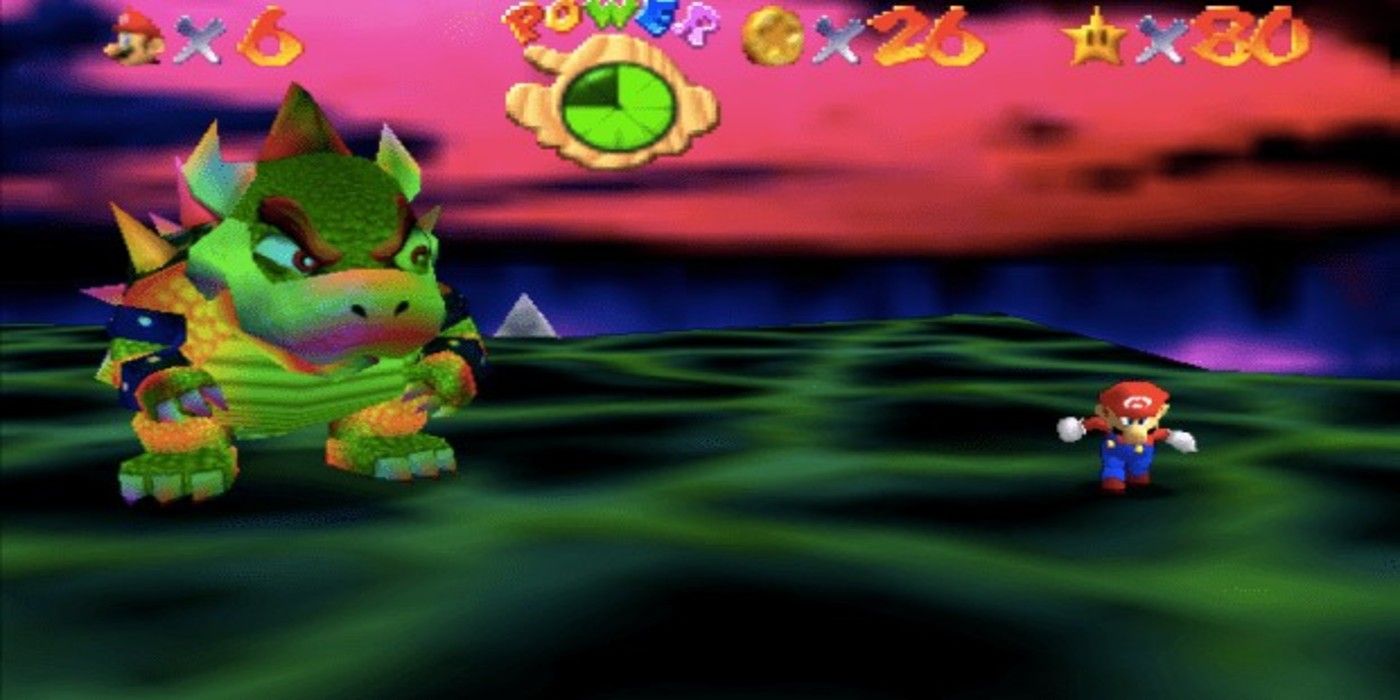 Super Mario 64 Bowser final boss fight 80 power stars