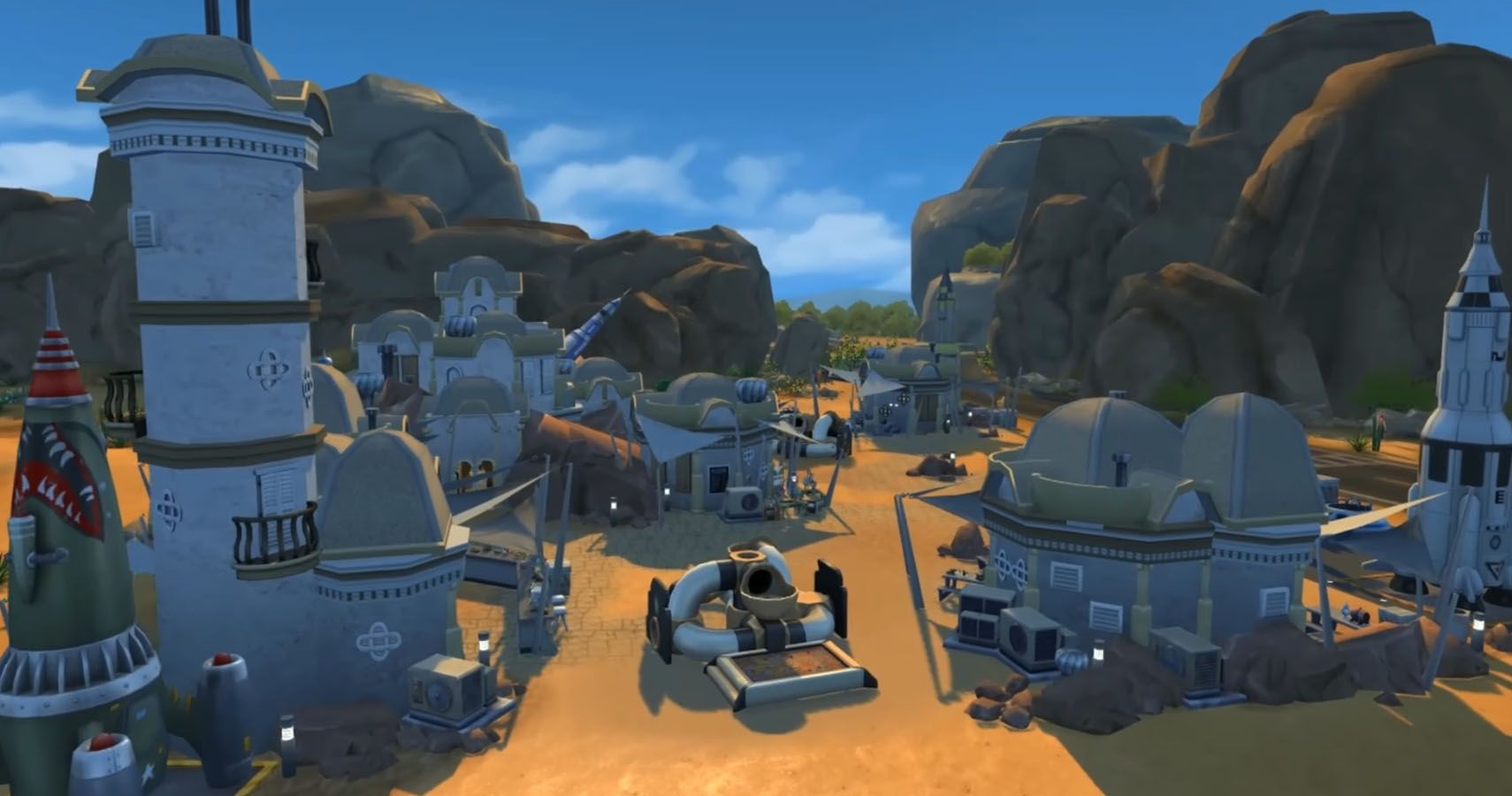 A desert town that resembles Tatooine built in the sims 4.