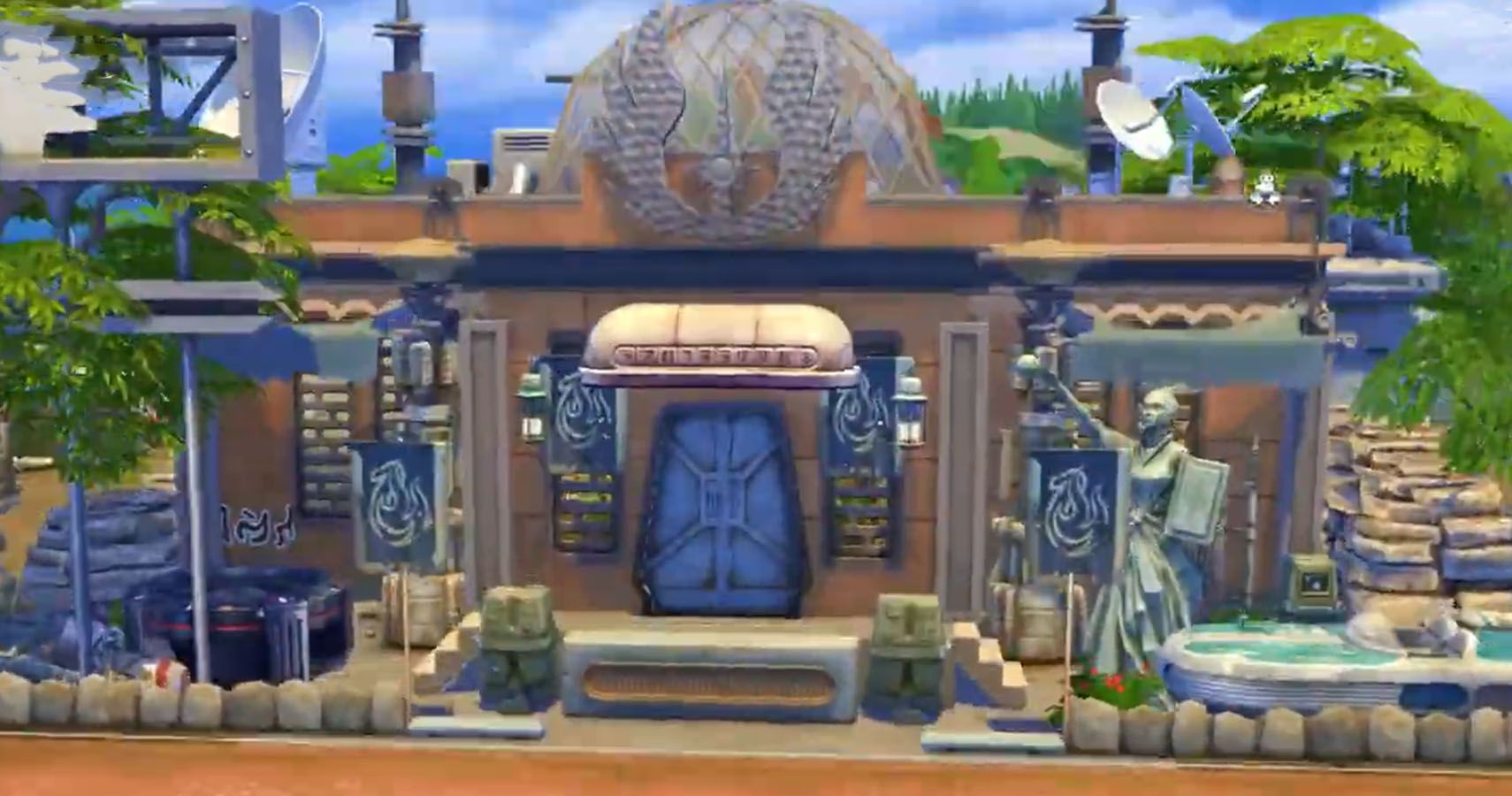 S cluttered bar in a star wars vibe built on Brindleton Bay docks.