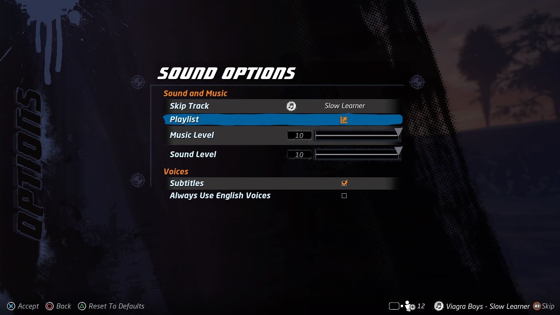 Tony Hawk Pro Skater 1 + 2 Sound Options