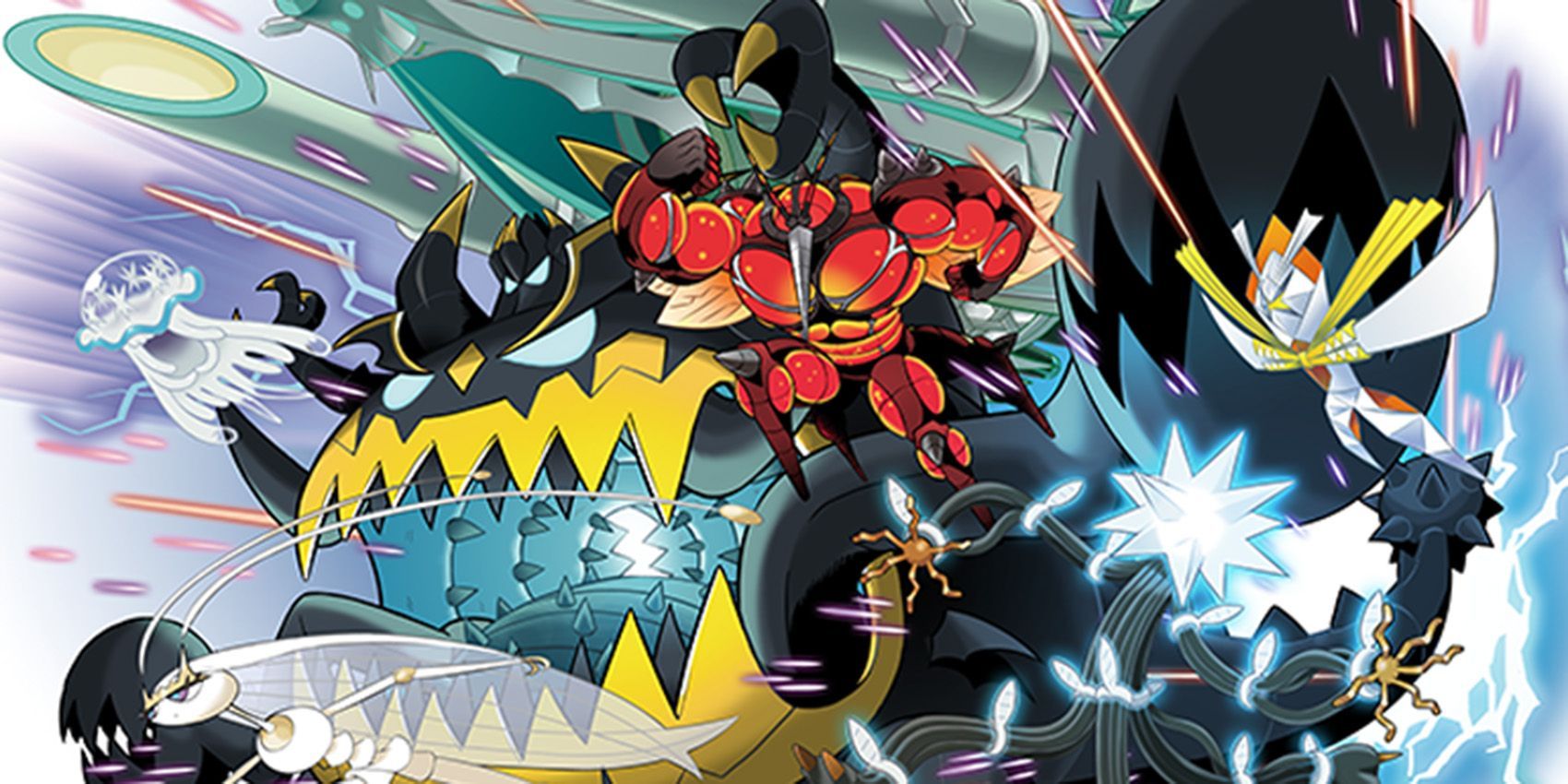 Promotional art of the first wave of Ultra Beasts.