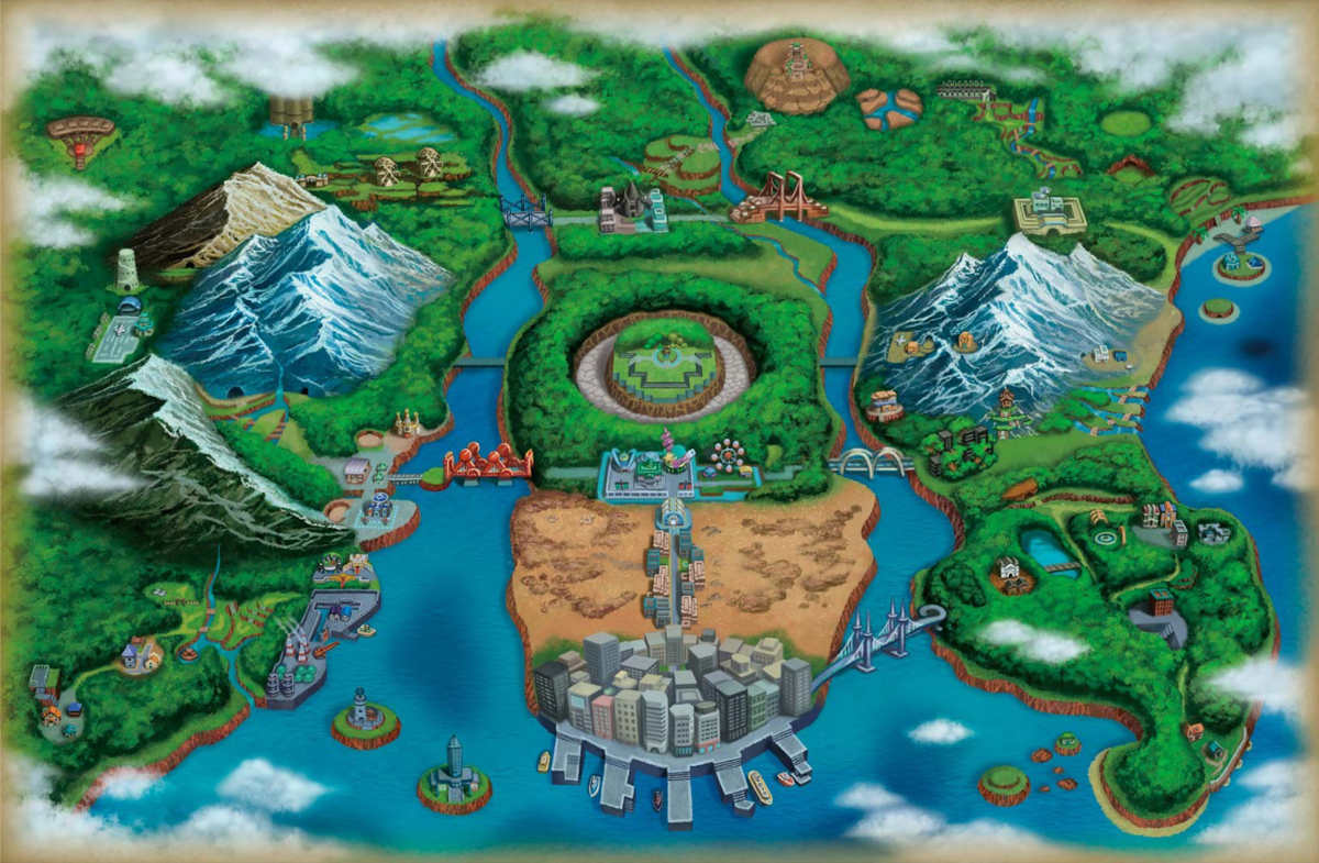 A map of the Unova region. 