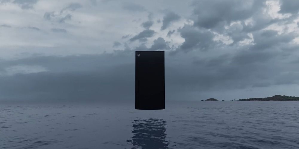Xbox Series X floating over water