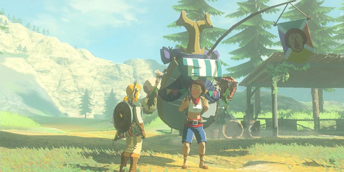 Zelda Breath of the Wild - Link talking to Beedle