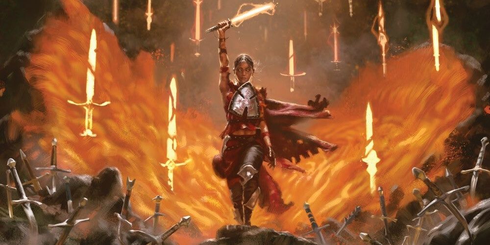 Fire swords falling from sky