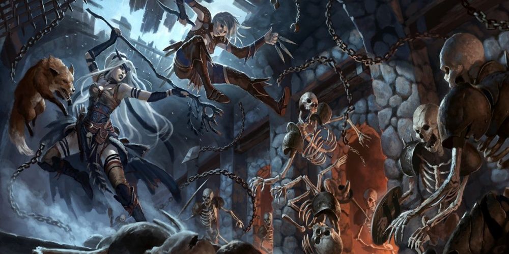 Skeletons in dungeon